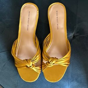 Yellow/gold satin flats
